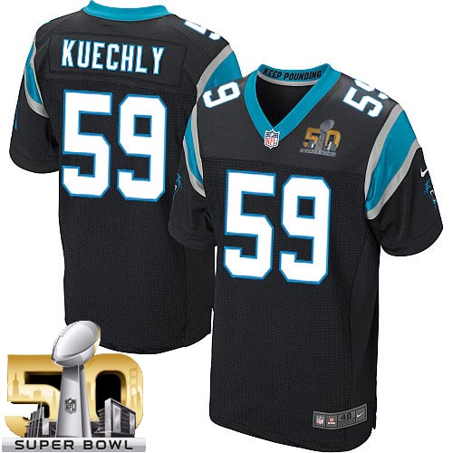 Men's Elite Luke Kuechly Super Bowl L Nike Jersey Black Home - #59 NFL Carolina Panthers